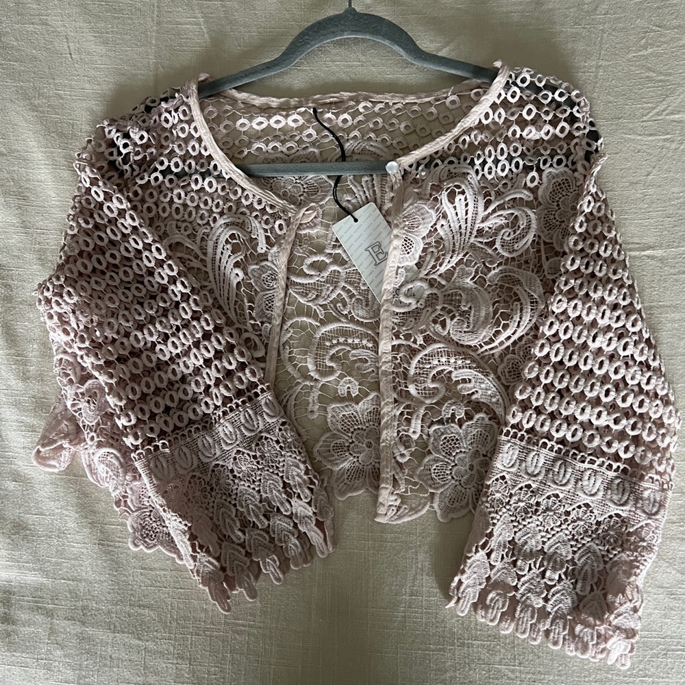 Lace cardigan from Italy Size S blush/light pink